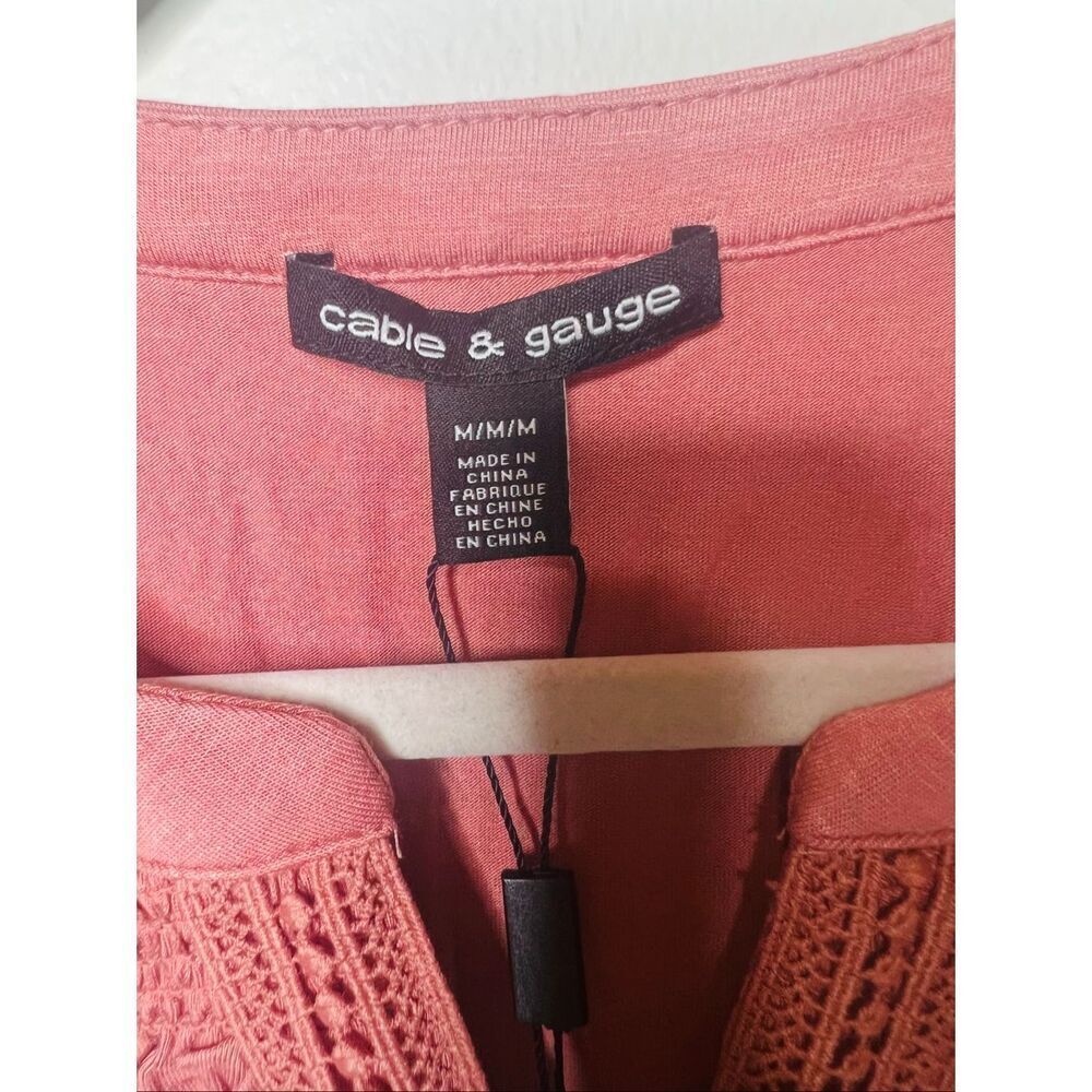 Cable & Gauge Muted Pink Mauve Tank Top High Neck Embroidered Yoke NWT Sz M - Picture 5 of 9